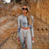Long-sleeve And Skinny Pants Women Fitness Two Pieces Sets