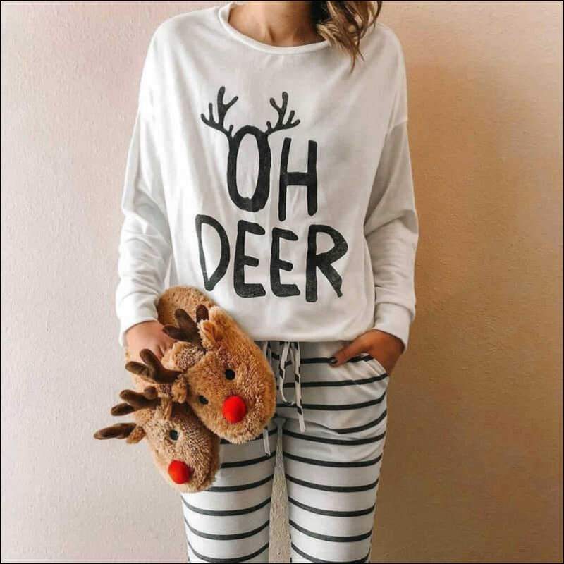 Long Sleeve Casual Loose Sleeping Tee Cartoon Pattern - 