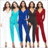 Long-sleeve Casual V-neck Jumpsuits