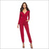 Long-sleeve Casual V-neck Jumpsuits