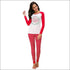 Long-sleeve Christmas Style T-shirt Stripe Print Pencil Pants Women Casual Two-piece Set