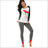 Long-sleeve Christmas Style T-shirt Stripe Print Pencil Pants Women Casual Two-piece Set