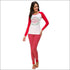 Long-sleeve Christmas Style T-shirt Stripe Print Pencil Pants Women Casual Two-piece Set