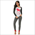 Long-sleeve Christmas Style T-shirt Stripe Print Pencil Pants Women Casual Two-piece Set