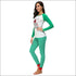Long-sleeve Christmas Style T-shirt Stripe Print Pencil Pants Women Casual Two-piece Set
