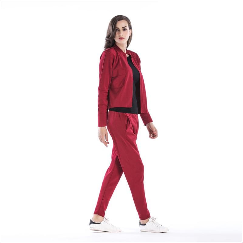 Long-sleeve Coat And Double Pocket Pants Casual Two Pieces 