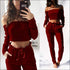 Long-sleeve Crop Top And Pants Knit Two Pieces Sets