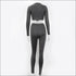 Long-sleeve Crop Top And Tight Pants Casual Two Pieces Sets
