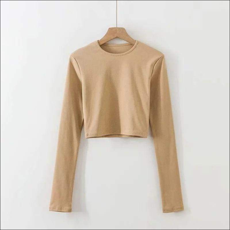 Long-sleeve Crop Top Tight-fisted Tight - Sets Co-ords