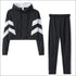 Long-sleeve Drawstring Crop Hoodie And Skinny Pants Casual Two Pieces Sets