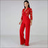 Long-sleeve Hollow Design V Neck Wide Leg Jumpsuits