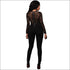 Long-sleeve Lace Patchwork Round Neckline Jumpsuits