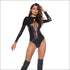 Long-sleeve Lace-up PU Bodysuits
