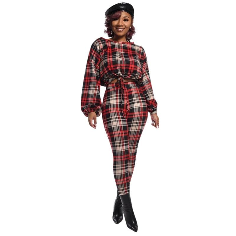 Long-sleeve Lantern Top And Slim Pants Fashion Two Pieces 