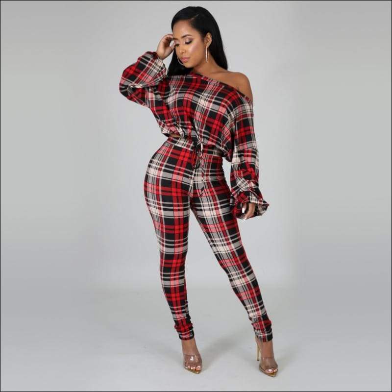 Long-sleeve Lantern Top And Slim Pants Fashion Two Pieces 