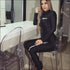 Long-sleeve Letter Print Zipper Slim Sports Jumpsuits