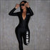 Long-sleeve Letter Print Zipper Slim Sports Jumpsuits