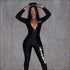 Long-sleeve Letter Print Zipper Slim Sports Jumpsuits