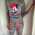 Long Sleeve Mickey Print Top And Pants Casual Two Piece Sets