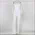 Long-sleeve Off-the-Shoulder Lace Patchwork Jumpsuits