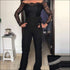 Long-sleeve Off-the-Shoulder Lace Patchwork Jumpsuits
