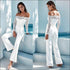 Long-sleeve Off-the-Shoulder Lace Patchwork Jumpsuits