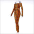 Long Sleeve Print Bodysuits And Tight Pants Two Pieces Sets