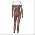 Long Sleeve Print Bodysuits And Tight Pants Two Pieces Sets
