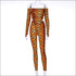 Long Sleeve Print Bodysuits And Tight Pants Two Pieces Sets