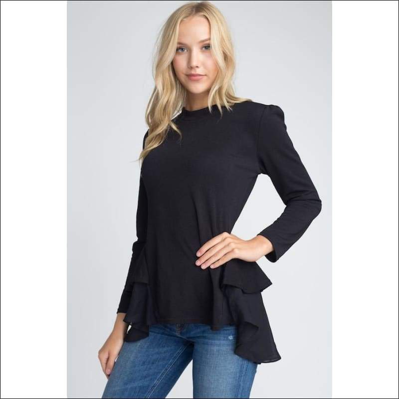 Long Sleeve Ruffle Top - Tops & Blouses