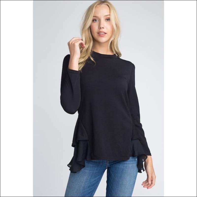 Long Sleeve Ruffle Top - Tops & Blouses
