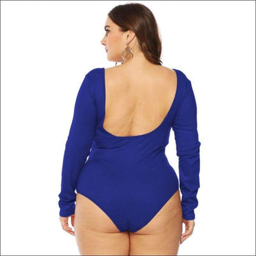 Long Sleeve Solid Color Single Breasted Design Plus Size Bodysuits