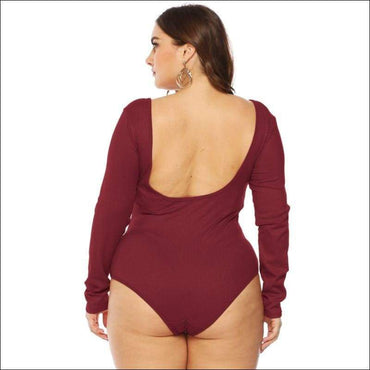 Long Sleeve Solid Color Single Breasted Design Plus Size Bodysuits