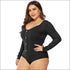 Long Sleeve Solid Color Single Breasted Design Plus Size Bodysuits
