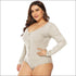 Long Sleeve Solid Color Single Breasted Design Plus Size Bodysuits