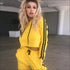 Long-sleeve Stripe Patchwork Yellow Hoodie And Pants Sports Two Pieces Sets