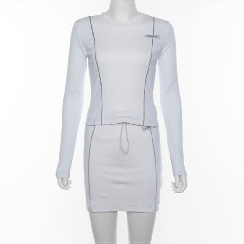 Long Sleeve Top And Mini Skirt Casual Fashion Reflective 