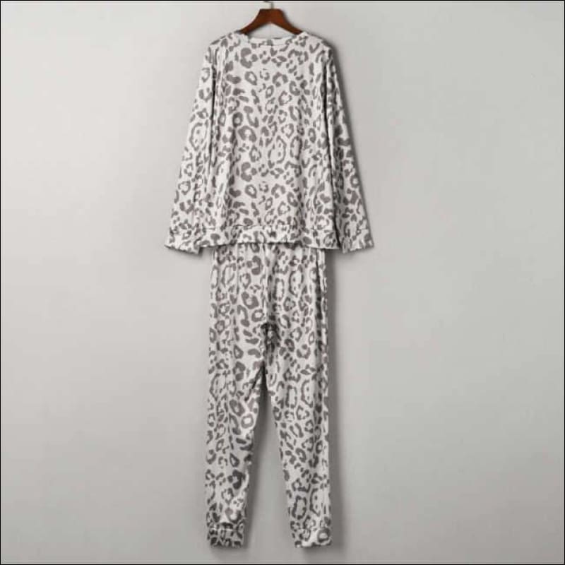 Long-sleeve Top And Pants Leopard Print Leisure Pajamas Set 