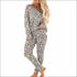 Long-sleeve Top And Pants Leopard Print Leisure Pajamas Set