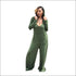 Long-sleeve V-neck Pocket Design Hooded Loose Jumpsuits