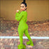 Long-sleeve V-neck Ruffle Jumpsuits