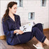 Long Sleeves Silk-like Pajamas Set With Pants