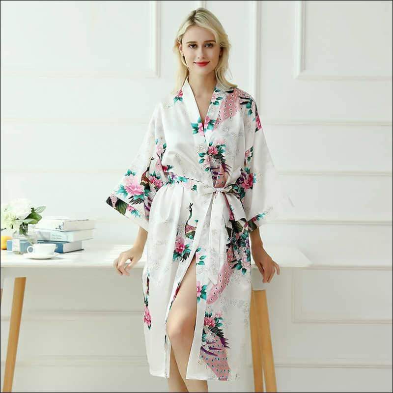 Long Ultra Thin Night Robe - S / White - Lingerie & Sleep