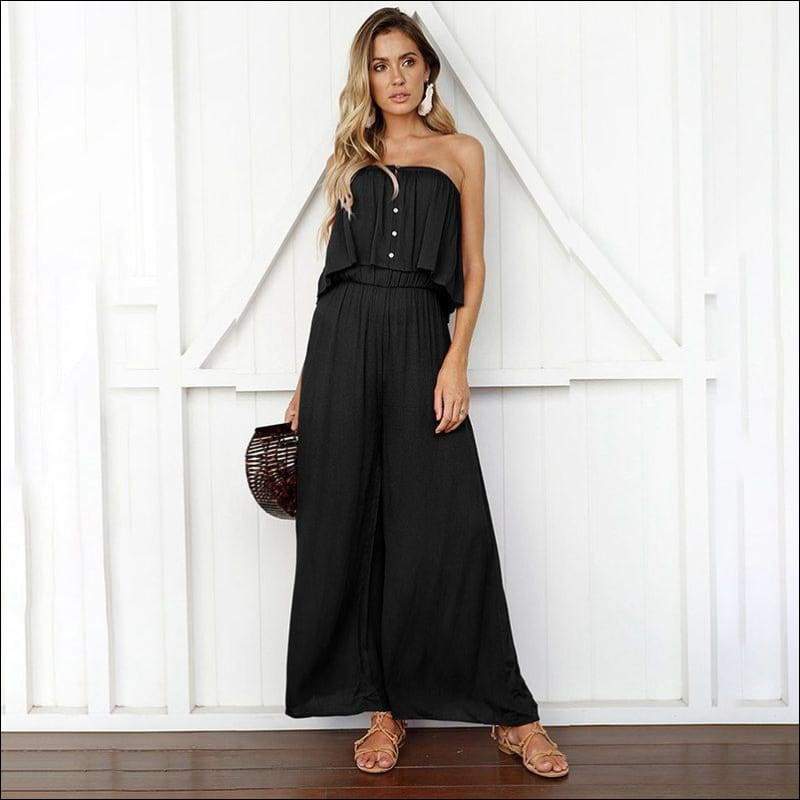 Loose Pattern Overlap Off-shoulder Wide-leg Jumpsuits - 