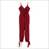Loose Pattern Women Spaghetti Strap Surplice Jumpsuits