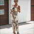Loose Pattern Women Spaghetti Strap Surplice Jumpsuits