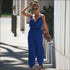 Loose Pattern Women Spaghetti Strap Surplice Jumpsuits