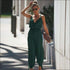 Loose Pattern Women Spaghetti Strap Surplice Jumpsuits