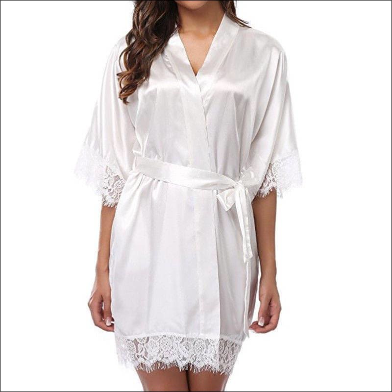 Loose Satin Nightgown Set - S / White - Lingerie & Sleep