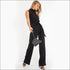 Mock Neck Sleeveless Defined Waist Lace-up Casual Jumpsuits